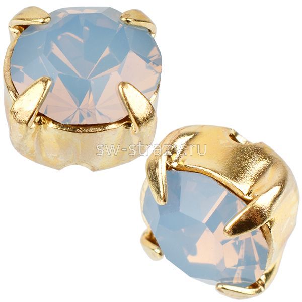 Шатоны в оправе ss 16 Light Sapphire Opal/Gold
